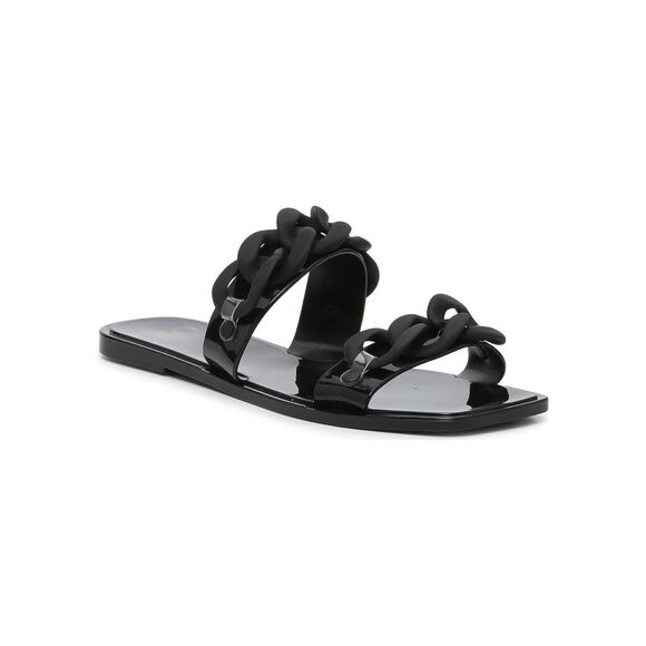 Jennifer Lopez Trecha Flat Black Sandals, Size 7 - Picture 1 of 11